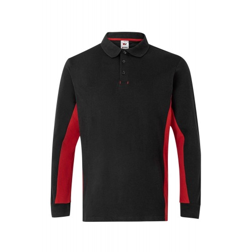 105514.POLO BICOLOR ML NEGRO/ROJO L