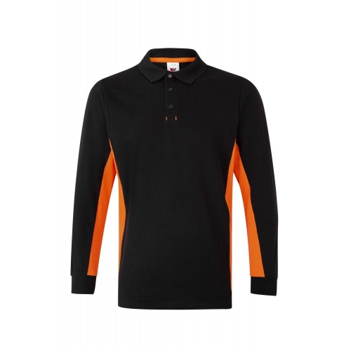 105514.POLO BICOLOR ML NEGRO/NARANJA M