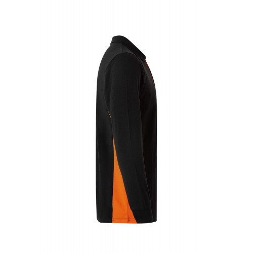 105514.POLO BICOLOR ML NEGRO/NARANJA 2XL