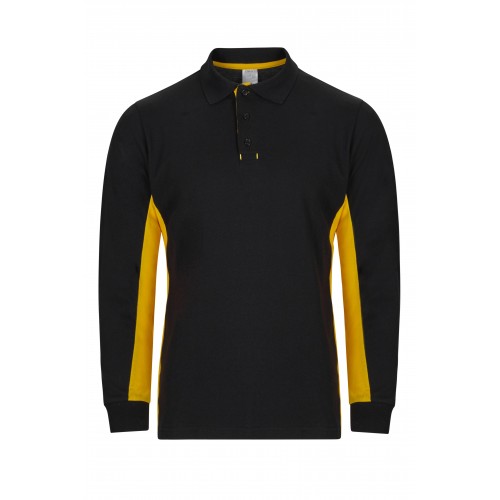 105514.POLO BICOLOR ML NEGRO/AMARILLO XS