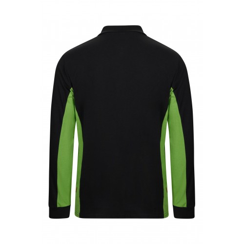 105514.POLO BICOLOR ML NEGRO/VERDE LIMA 2XL