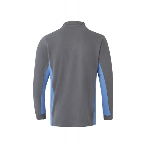 105514.POLO BICOLOR ML GRIS/CELESTE 2XL
