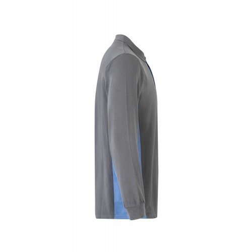 105514.POLO BICOLOR ML GRIS/CELESTE 2XL