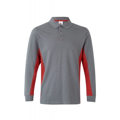 105514.POLO BICOLOR ML GRIS/ROJO 3XL