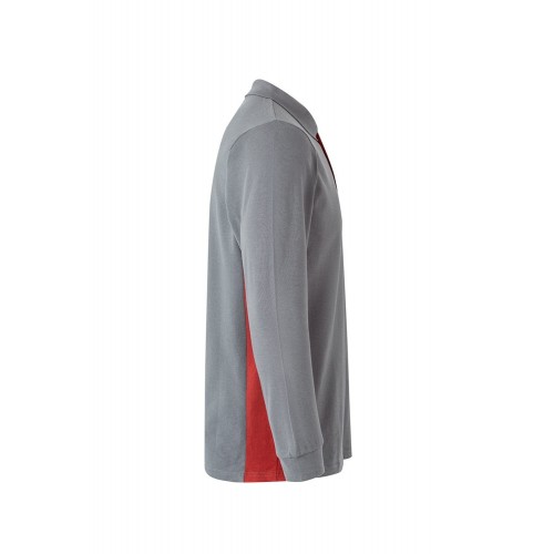 105514.POLO BICOLOR ML GRIS/ROJO 2XL