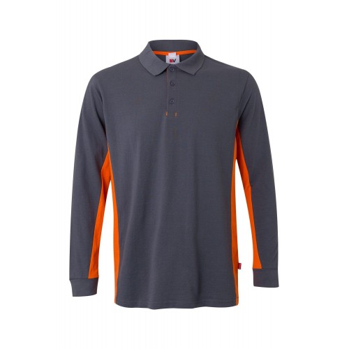 105514.POLO BICOLOR ML GRIS/NARANJA 3XL