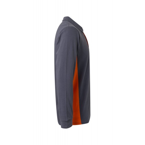 105514.POLO BICOLOR ML GRIS/NARANJA 2XL