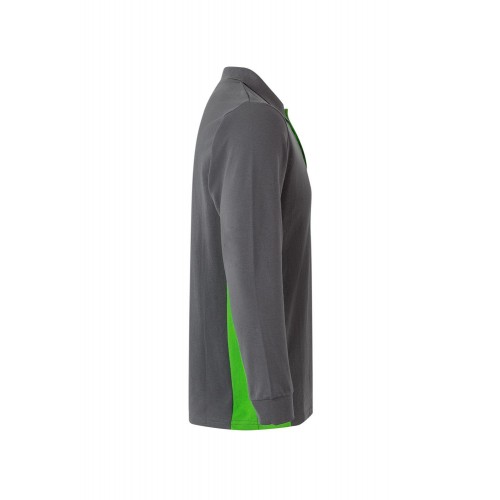 105514.POLO BICOLOR ML GRIS/VERDE LIMA 2XL