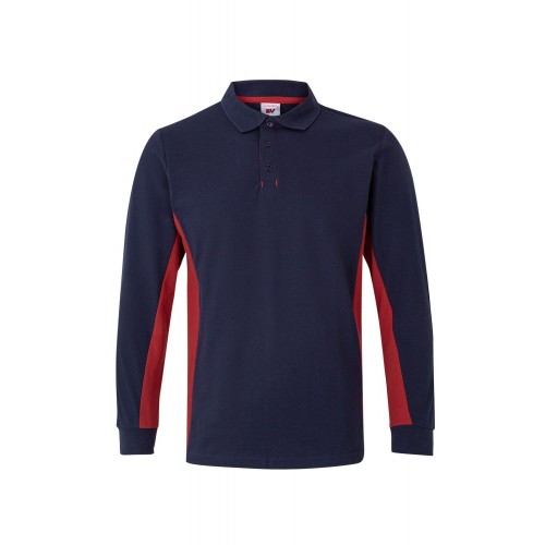 105514.POLO BICOLOR ML AZUL NAVY/ROJO 2XL