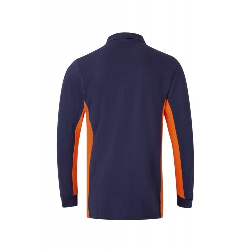 105514.POLO BICOLOR ML AZUL NAVY/NARANJA 2XL