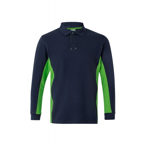 105514.POLO BICOLOR ML AZUL NAVY/VERDE LIMA XS