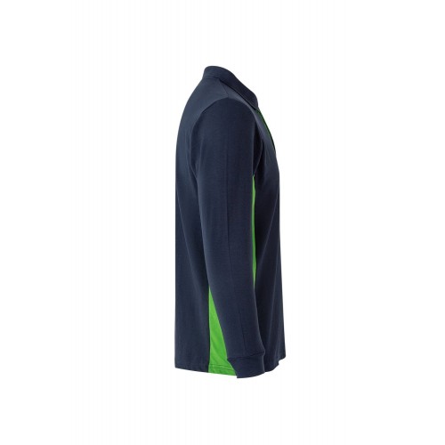 105514.POLO BICOLOR ML AZUL NAVY/VERDE LIMA 2XL