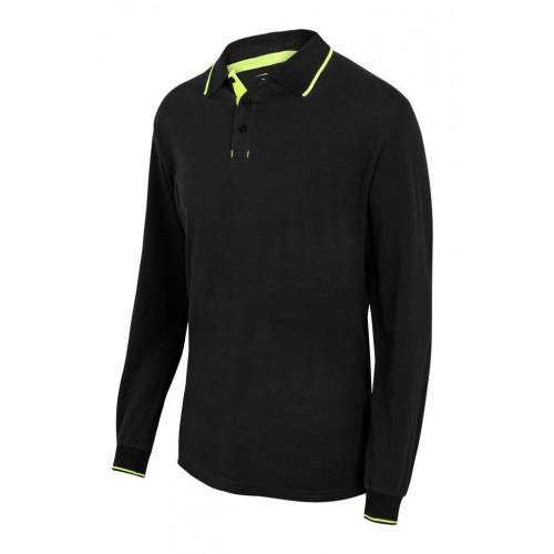 105515.POLO BICOLOR ML NEGRO/AMARILLO FLÚOR 2XL