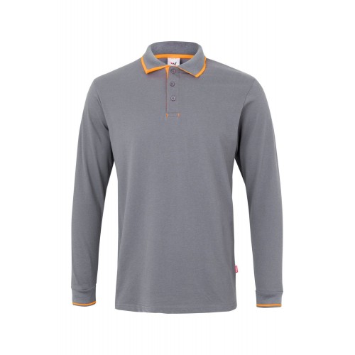 105515.POLO BICOLOR ML GRIS/NARANJA FLÚOR S