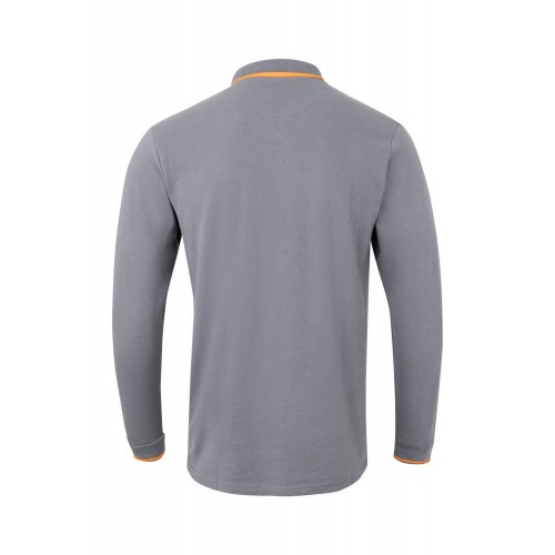 105515.POLO BICOLOR ML GRIS/NARANJA FLÚOR 2XL
