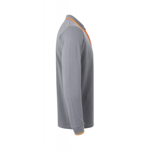 105515.POLO BICOLOR ML GRIS/NARANJA FLÚOR 2XL
