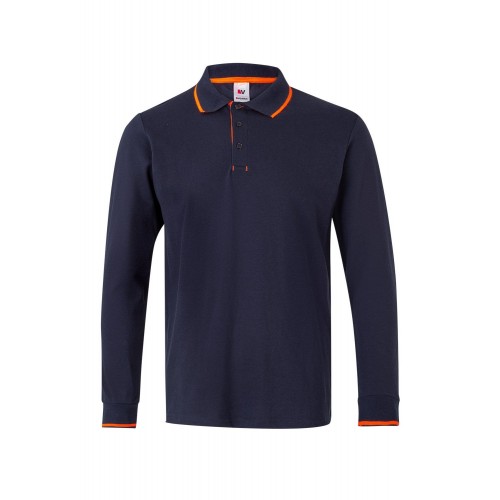 105515.POLO BICOLOR ML AZUL NAVY/NARANJA FLÚOR M