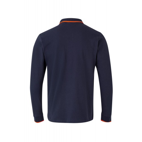 105515.POLO BICOLOR ML AZUL NAVY/NARANJA FLÚOR 2XL