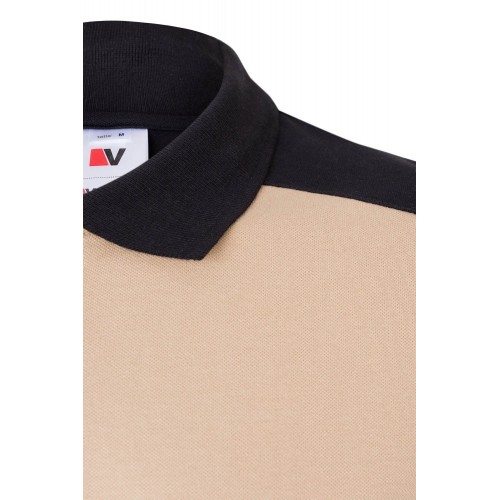 105519S.POLO STRETCH BICOLOR MC BEIGE ARENA/NEGRO 2XL