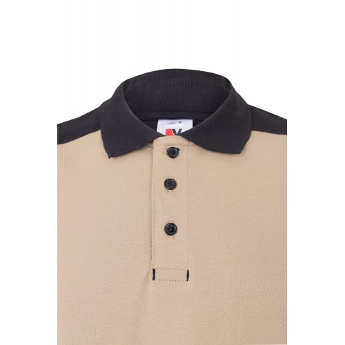 105519S.POLO STRETCH BICOLOR MC BEIGE ARENA/NEGRO 2XL