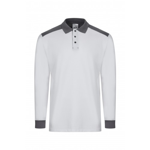 105529S.POLO STRETCH BICOLOR ML BLANCO/GRIS M