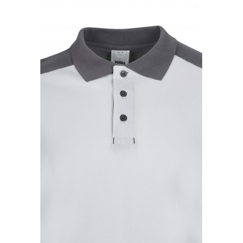 105529S.POLO STRETCH BICOLOR ML BLANCO/GRIS XS