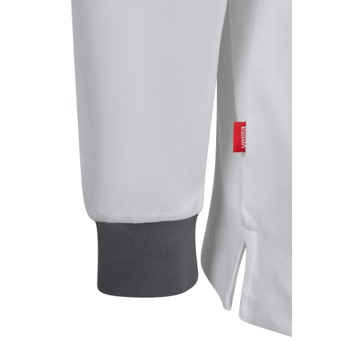 105529S.POLO STRETCH BICOLOR ML BLANCO/GRIS XS