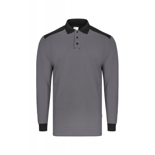 105529S.POLO STRETCH BICOLOR ML GRIS/NEGRO M