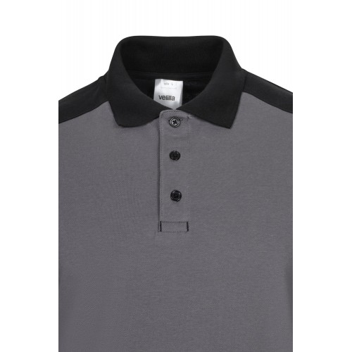 105529S.POLO STRETCH BICOLOR ML GRIS/NEGRO XS