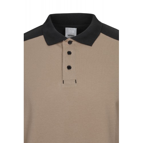 105529S.POLO STRETCH BICOLOR ML BEIGE ARENA/NEGRO XS