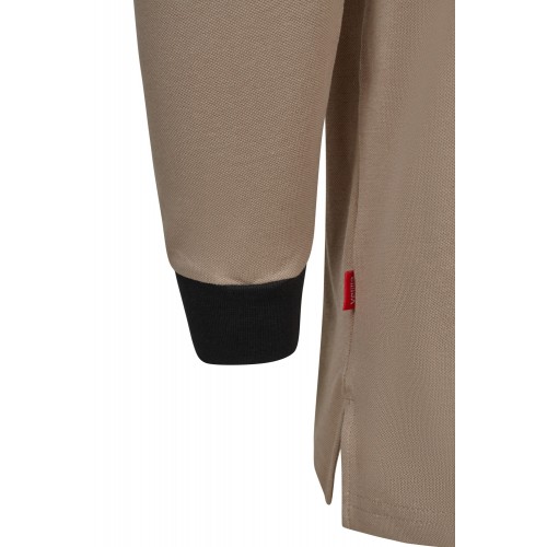 105529S.POLO STRETCH BICOLOR ML BEIGE ARENA/NEGRO XS