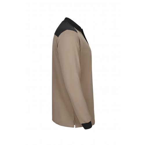105529S.POLO STRETCH BICOLOR ML BEIGE ARENA/NEGRO XS