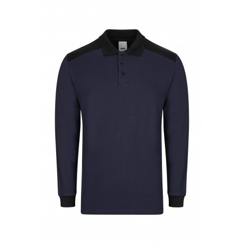 105529S.POLO STRETCH BICOLOR ML AZUL NAVY/NEGRO L