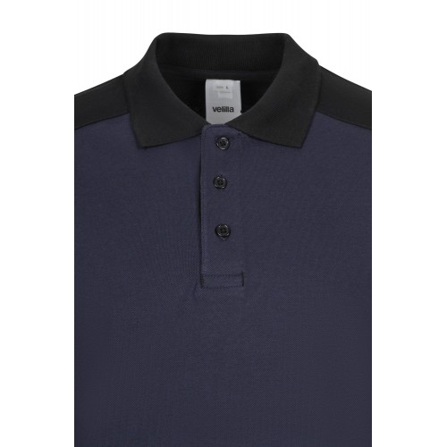 105529S.POLO STRETCH BICOLOR ML AZUL NAVY/NEGRO XS