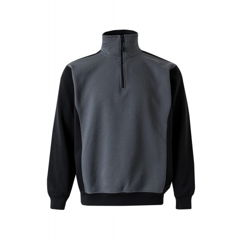 105703.SUDADERA BICOLOR CREMALLERA GRIS/NEGRO S