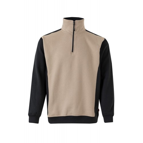 105703.SUDADERA BICOLOR CREMALLERA BEIGE ARENA/NEGRO L