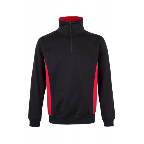 105704.SUDADERA BICOLOR CREMALLERA NEGRO/ROJO XS