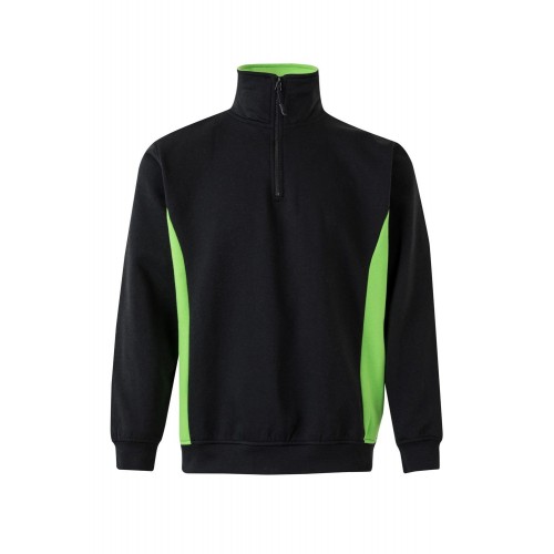 105704.SUDADERA BICOLOR CREMALLERA NEGRO/VERDE LIMA S