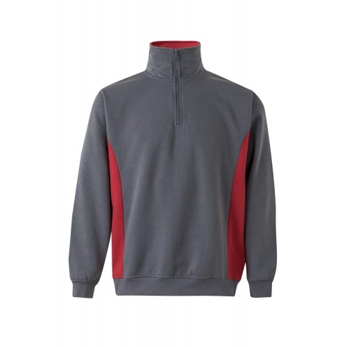 105704.SUDADERA BICOLOR CREMALLERA GRIS/ROJO XL