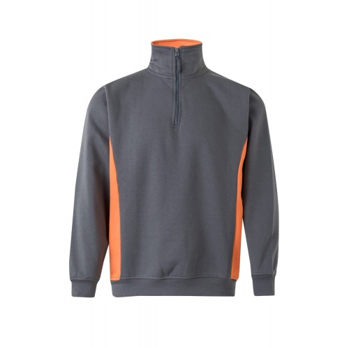 105704.SUDADERA BICOLOR CREMALLERA GRIS/NARANJA 2XL