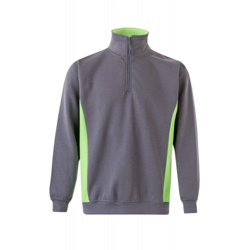 105704.SUDADERA BICOLOR CREMALLERA GRIS/VERDE LIMA 3XL