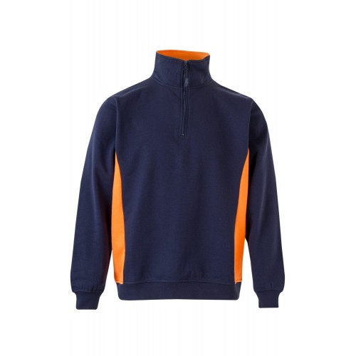 105704.SUDADERA BICOLOR CREMALLERA AZUL NAVY/NARANJA S