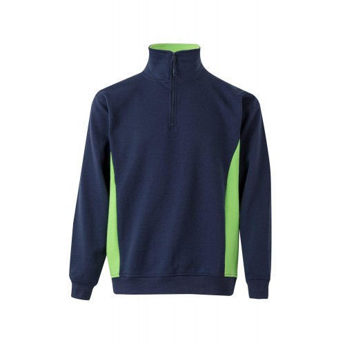 105704.SUDADERA BICOLOR CREMALLERA AZUL NAVY/VERDE LIMA XL