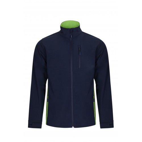 106004.SOFT SHELL BICOLOR AZUL NAVY/VERDE LIMA 2XL