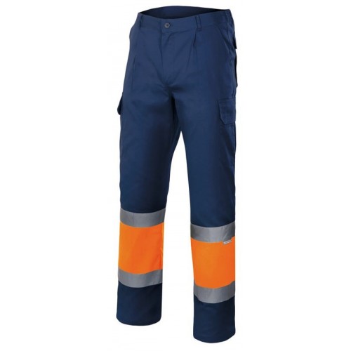 156.PANTALÓN BICOLOR FORRADO AV AZUL MARINO/NARANJA FLÚOR 2XL