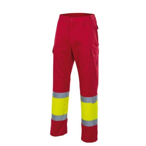 156.PANTALÓN BICOLOR FORRADO AV ROJO/AMARILLO FLÚOR M