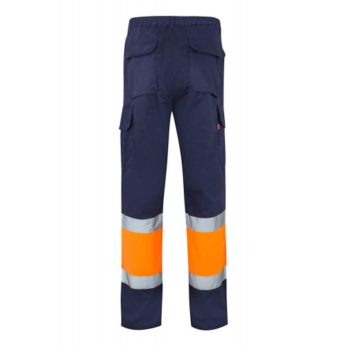157.PANTALÓN BICOLOR AV AZUL MARINO/NARANJA FLÚOR 2XL