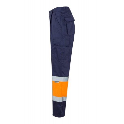 157.PANTALÓN BICOLOR AV AZUL MARINO/NARANJA FLÚOR 2XL