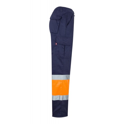 157.PANTALÓN BICOLOR AV AZUL MARINO/NARANJA FLÚOR 2XL