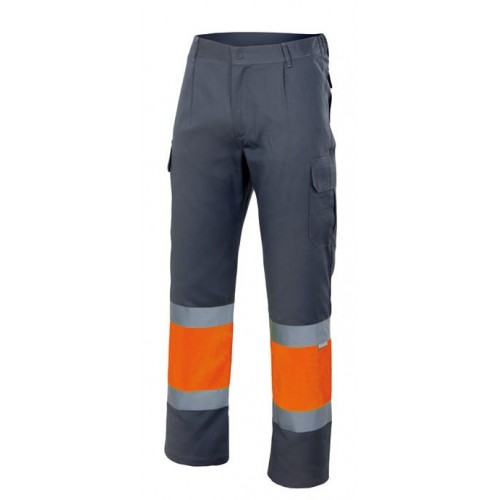 157.PANTALÓN BICOLOR AV GRIS/NARANJA FLÚOR 3XL